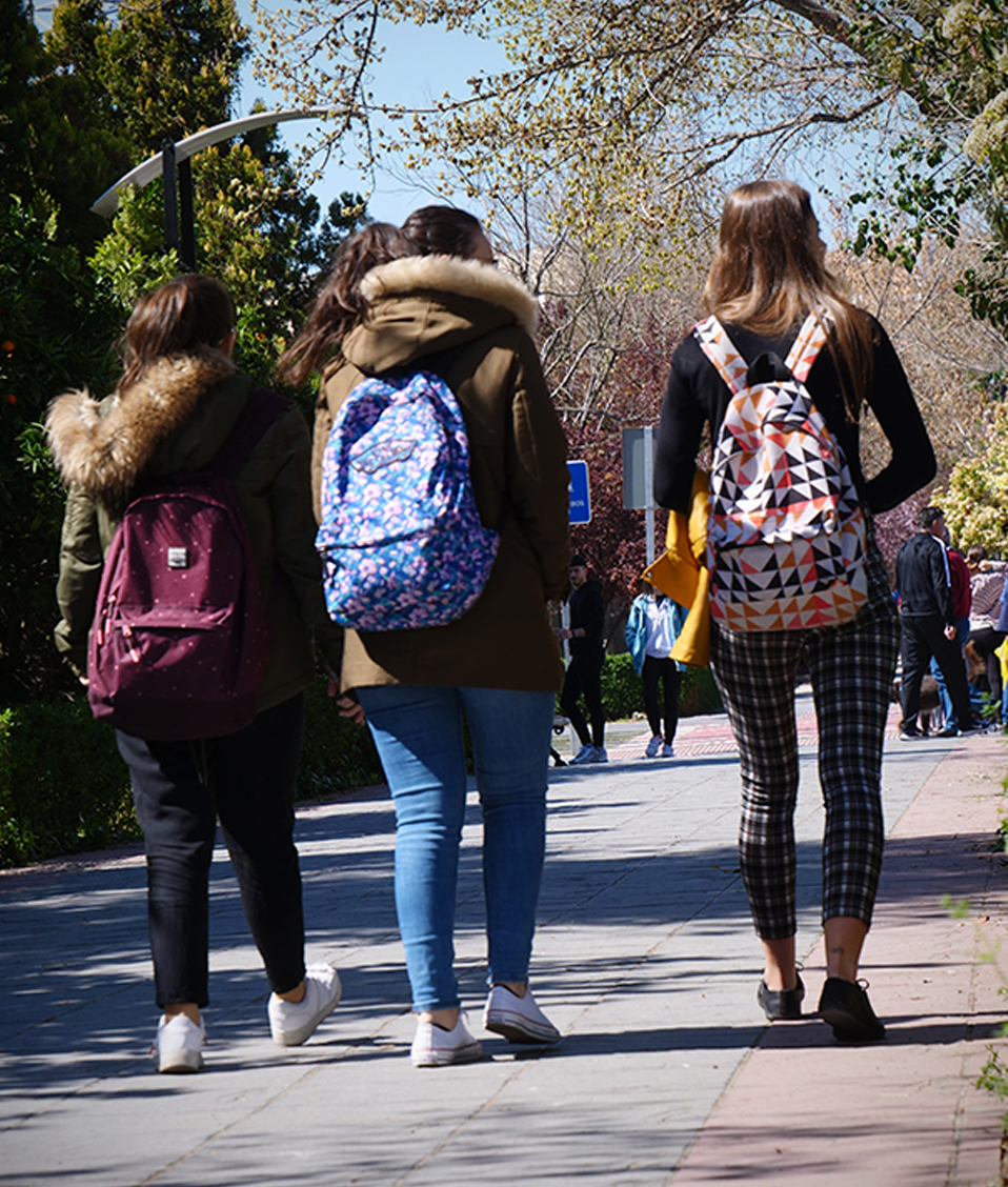 Estudiantes por los paseillos universitarios en el campus de Fuente Nueva