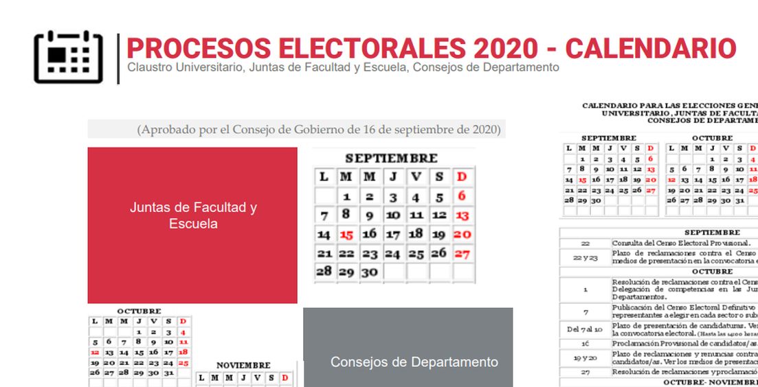 TODA LA INFORMACIÓN NECESARIA SOBRE PROCESOS ELECTORALES 2020 JUNTAS DE FACULTAD Y ESCUELA CONSEJOS DE DEPARTAMENTO Octubre 2020